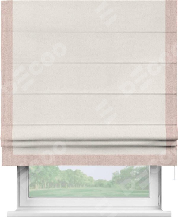 Римская штора «Кортин» с кантом Виктория, для проема, ткань блэкаут с блеском светло-серый