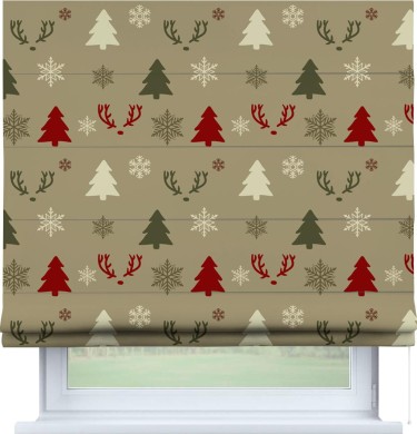 Римская штора «Кортин» для проема «Гармония рождества»