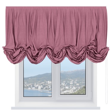 Австрийская штора «Кортин», ткань софт однотонный розовый