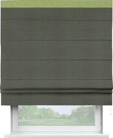 Римская штора «Кортин» с кантом Кинг, для проема, ткань лён димаут, графит