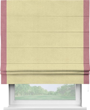 Римская штора «Кортин» с кантом Стрим Дуо, для проема, ткань софт однотонный молочный