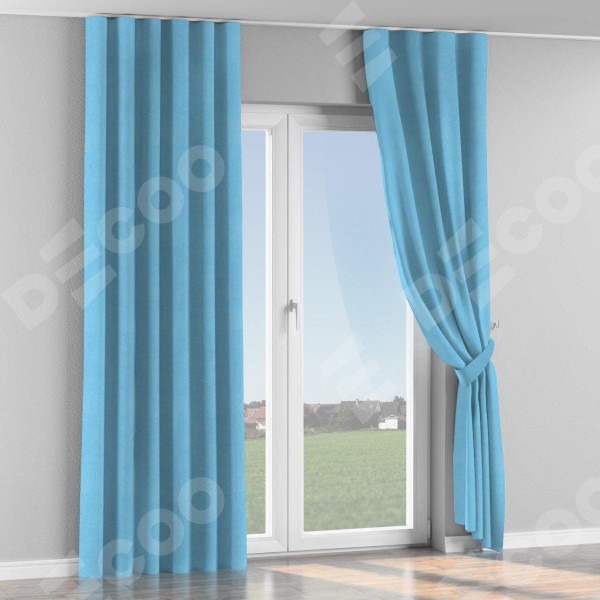 Комплект штор на тесьме «Волна», вельвет голубой