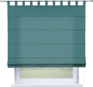 Римская штора на петлях «Кортин», ткань лён бирюзовый