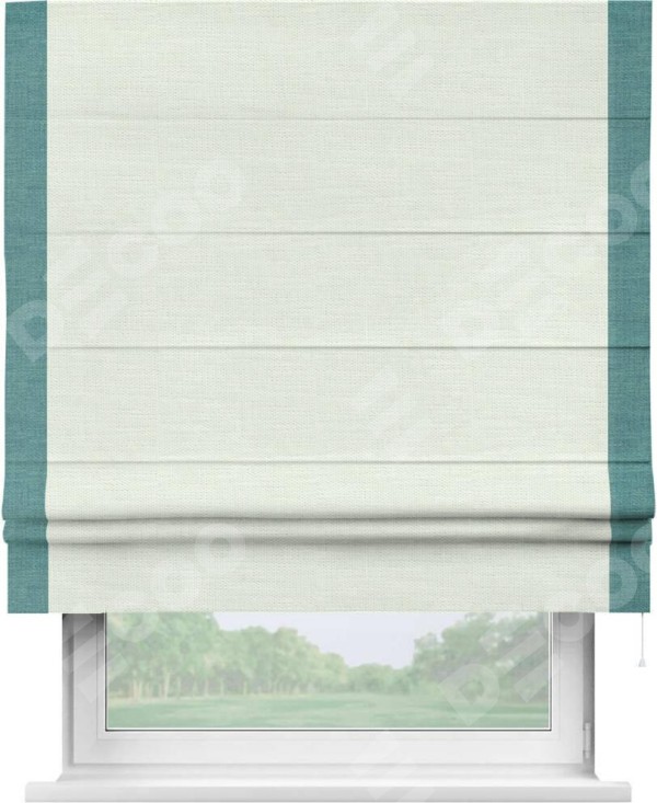 Римская штора «Кортин» с кантом Стрим Дуо, для проема, ткань лён молочный