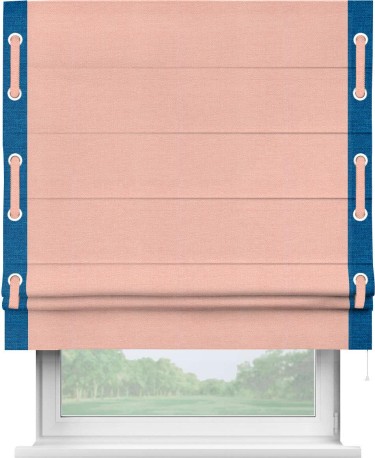 Римская штора «Кортин» с кантом Стрим Дуо (люверсы с пояском), для проема, ткань лён розовый