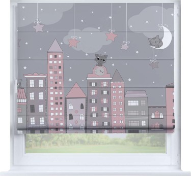 Римская штора «Кортин» на створку «Вечерний город»