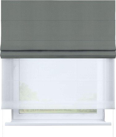 Римская штора «Кортин» день-ночь, ткань блэкаут однотонный, тёмно-серый