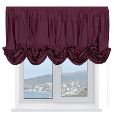 Австрийская штора «Кортин», ткань лён кашемир цвет бордовый