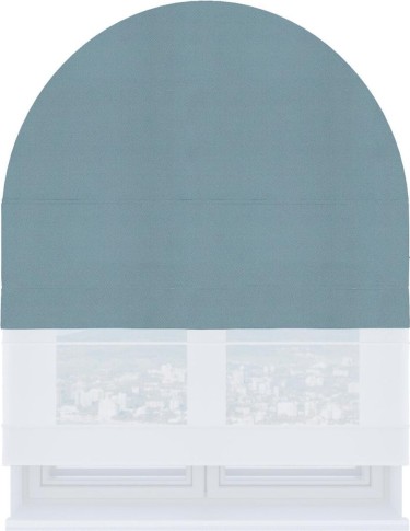 Римская штора «Кортин» день-ночь для арочного проёма, ткань блэкаут однотонный серо-голубой