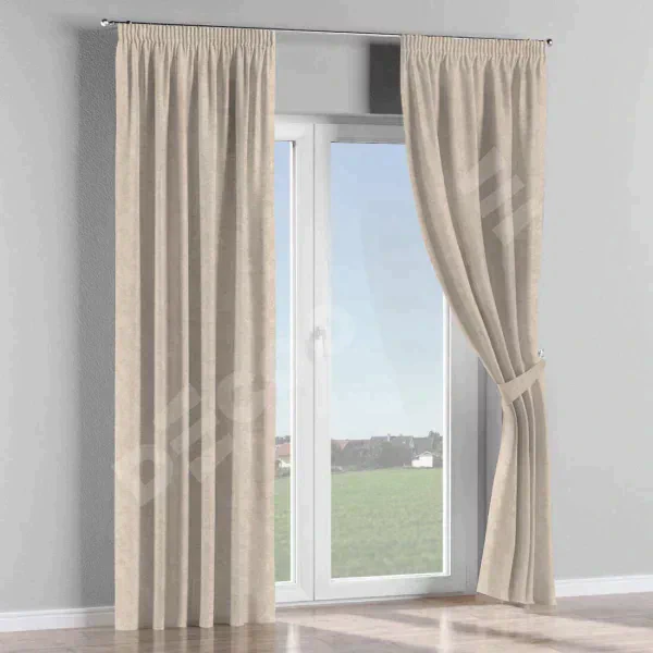Комплект штор софт мрамор шампань, на тесьме «Карандаш»