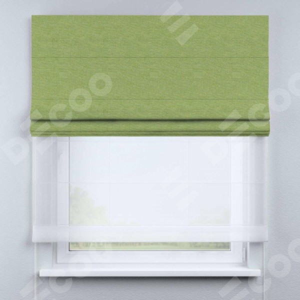 Римская штора «Кортин» день-ночь, ткань лён димаут, салатовый