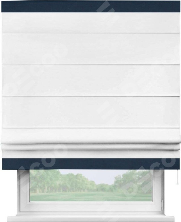 Римская штора «Кортин» с кантом Горизонт, для проема, ткань вельвет дымчато-белый