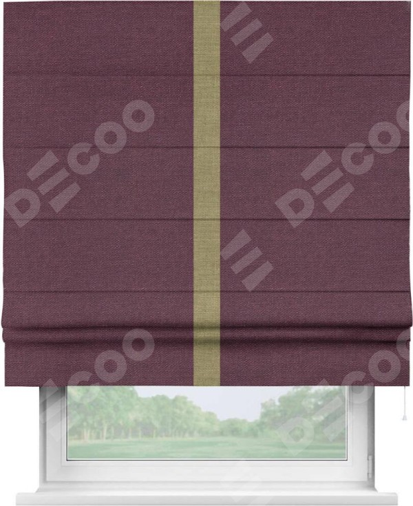 Римская штора «Кортин» с кантом Хайвэй, для проема, ткань лён фиолетовый