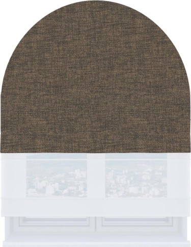 Римская штора «Кортин» день-ночь для арочного проёма, ткань рогожка димаут коричневый