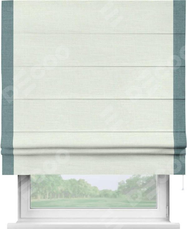 Римская штора «Кортин» с кантом Стрим Дуо, для проема, ткань лён молочный