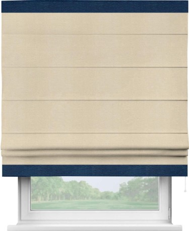 Римская штора «Кортин» с кантом Горизонт, для проема, ткань софт однотонный бежевый лайт