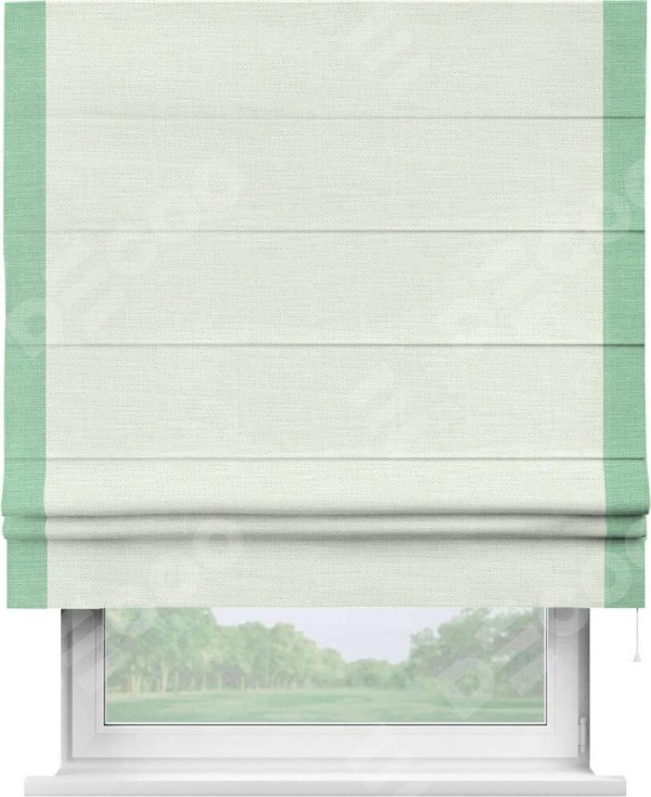 Римская штора «Кортин» с кантом Стрим Дуо, для проема, ткань лён молочный