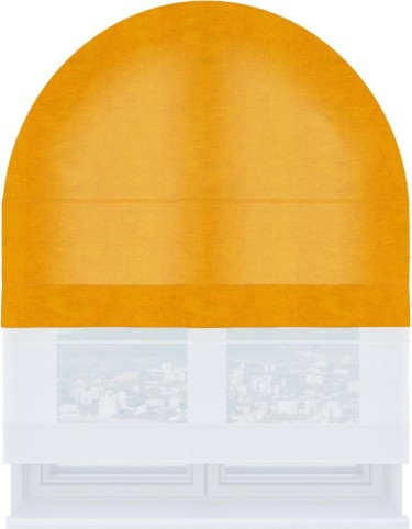 Римская штора «Кортин» день-ночь для арочного проёма, ткань вельвет желтый