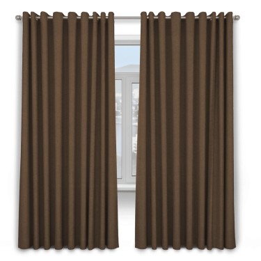 Шторы ткань лён димаут, тёмно-коричневый