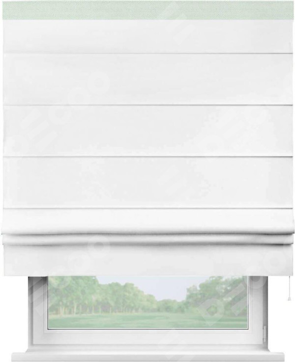 Римская штора «Кортин» с кантом Кинг, для проема, ткань однотонная белоснежная