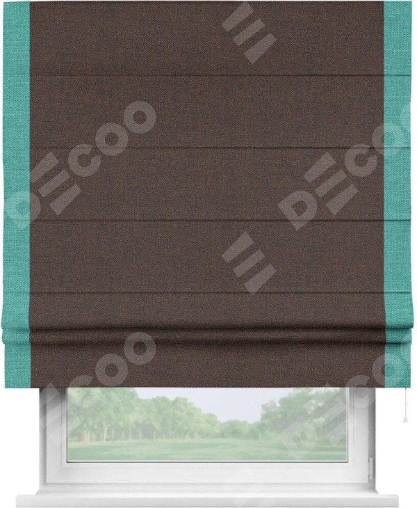 Римская штора «Кортин» с кантом Стрим Дуо, для проема, ткань лён коричневый