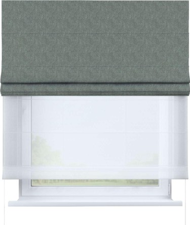 Римская штора «Кортин» день-ночь, ткань лён димаут, серый