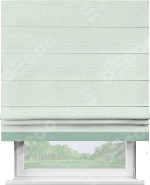 Римская штора «Кортин» с кантом Джестер, для проема, ткань блэкаут однотонный дымчато-молочный