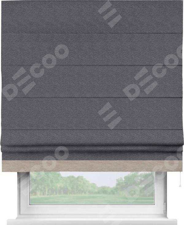 Римская штора «Кортин» с кантом Джестер, для проема, ткань софт однотонный графит