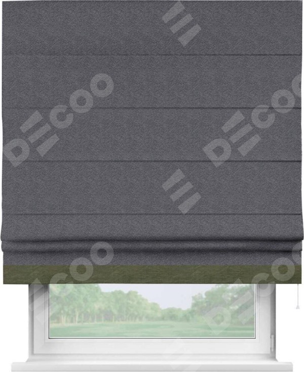 Римская штора «Кортин» с кантом Джестер, для проема, ткань софт однотонный графит