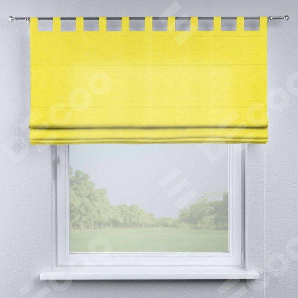 Римская штора на петлях «Кортин», ткань вельвет светло-желтый