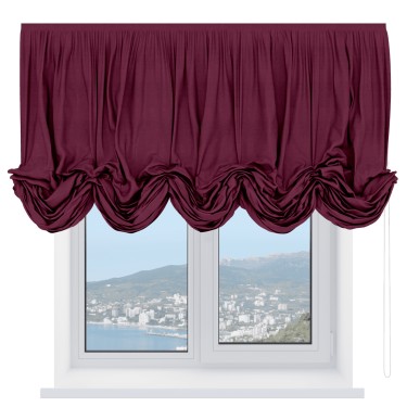 Штора «Кортин», ткань вельвет бордовый