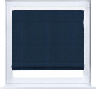 Римская штора «Кортин» кассетная, ткань блэкаут однотонный, синий