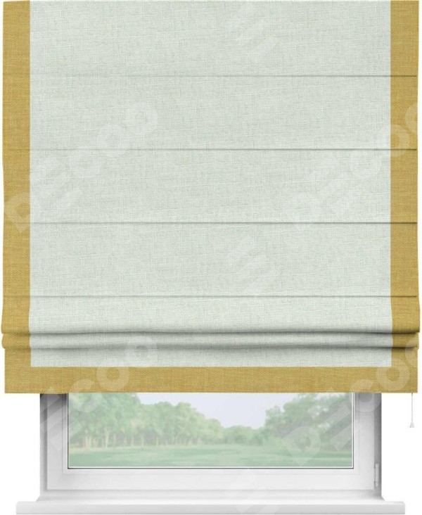 Римская штора «Кортин» для проёма, лён топлёное молоко, с кантом Виктория