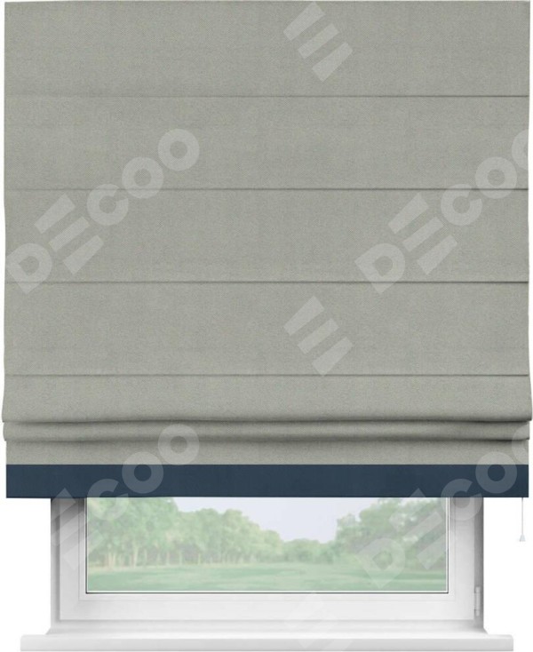 Римская штора «Кортин» с кантом Джестер, для проема, ткань блэкаут однотонный серый