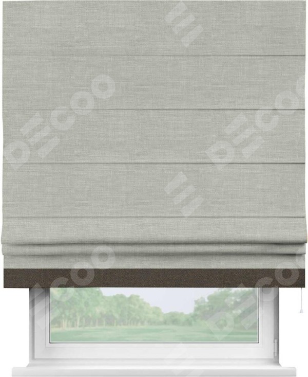 Римская штора «Кортин» с кантом Джестер, для проема, ткань лён серый