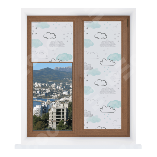 Рулонная штора Уни 2 с принтом Облака и звезды