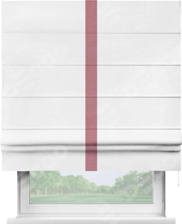 Римская штора «Кортин» с кантом Хайвэй, для проема, ткань вельвет дымчато-белый