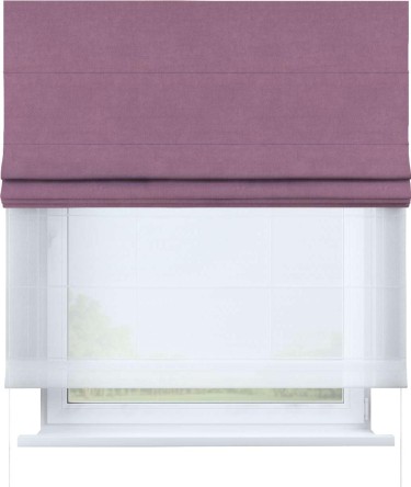 Римская штора «Кортин» день-ночь, ткань вельвет лиловый