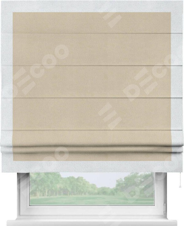Римская штора «Кортин» с кантом Чесс, для проема, ткань блэкаут однотонный кофейно-бежевый