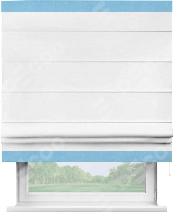 Римская штора «Кортин» с кантом Горизонт, для проема, ткань вельвет дымчато-белый