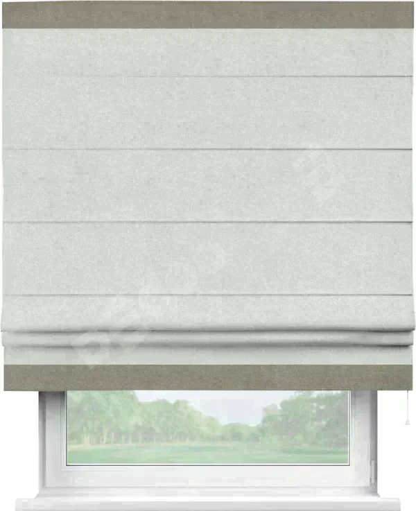 Римская штора «Кортин» с кантом Горизонт, для проема, лён блэкаут белый