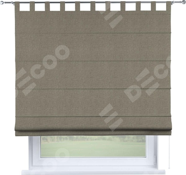 Римская штора на петлях «Кортин», ткань лён димаут, серо-зелёный