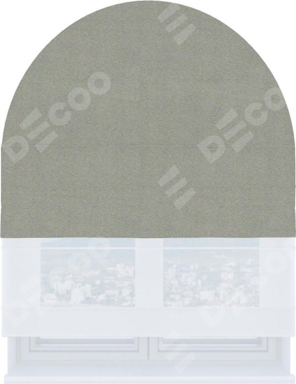 Римская штора «Кортин» день-ночь для арочного проёма, ткань блэкаут однотонный серый