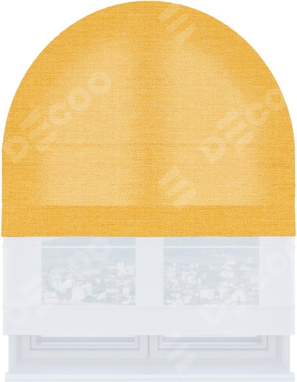 Римская штора «Кортин» день-ночь для арочного проёма, ткань лён жёлтый