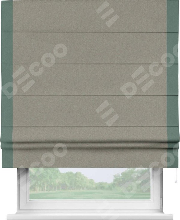 Римская штора «Кортин» с кантом Стрим Дуо, для проема, лён блэкаут светло-бежевый