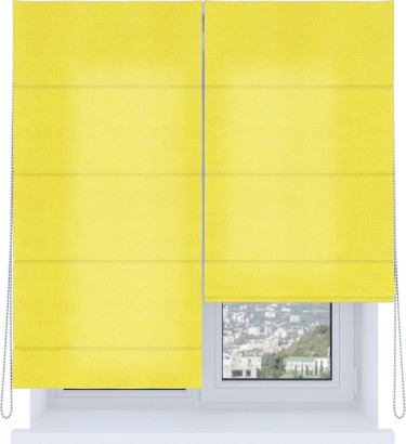 Римская штора «Кортин», система «Комфорт», вельвет светло-желтый