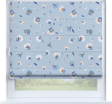 Римская штора «Кортин» на створку «Голубые цветы»