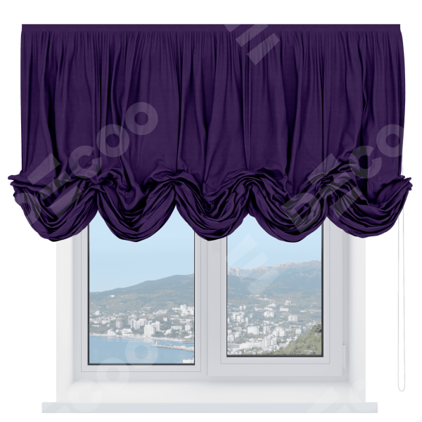 Австрийская штора «Кортин», вельвет тёмно-фиолетовый