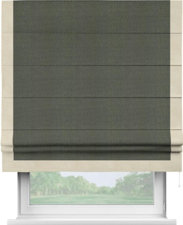 Римская штора «Кортин» с кантом Виктория, для проема, ткань лён димаут, графит