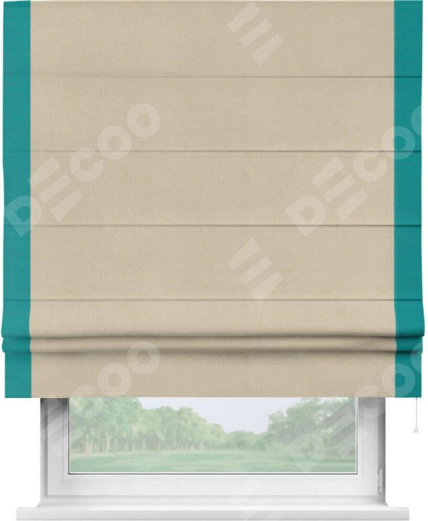 Римская штора «Кортин» с кантом Стрим Дуо, для проема, ткань блэкаут однотонный кофейно-бежевый